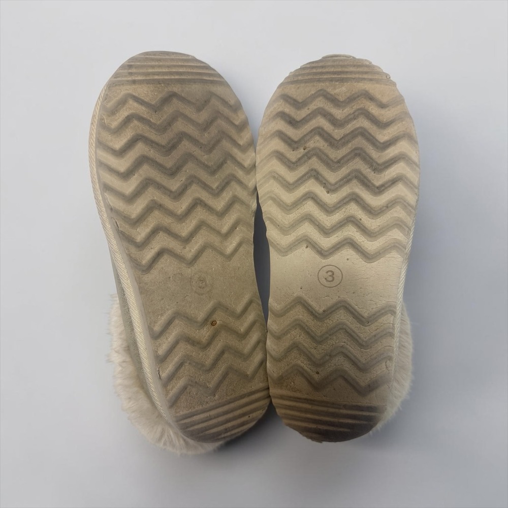 Target Girls Gold Shimmer Faux Fur Trim Slipper Shoes Metallic Size 3 - Picture 4 of 4
